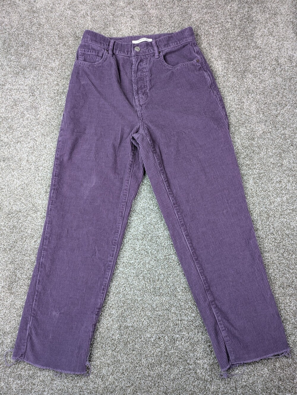VTG Pacsun Corduroy Pants Women 26 Purple Button Fly Raw Hem Hi Waist Mom Preppy